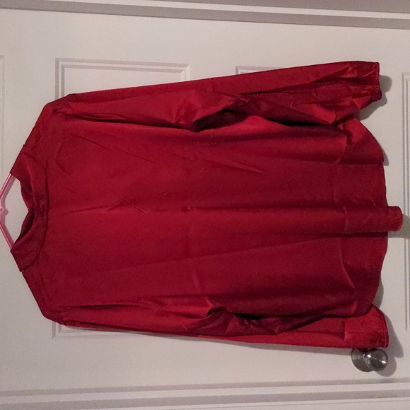 Evan-Picone Black Label Red Satin Tie Neck Long Sleeve Top XL - Picture 6 of 6